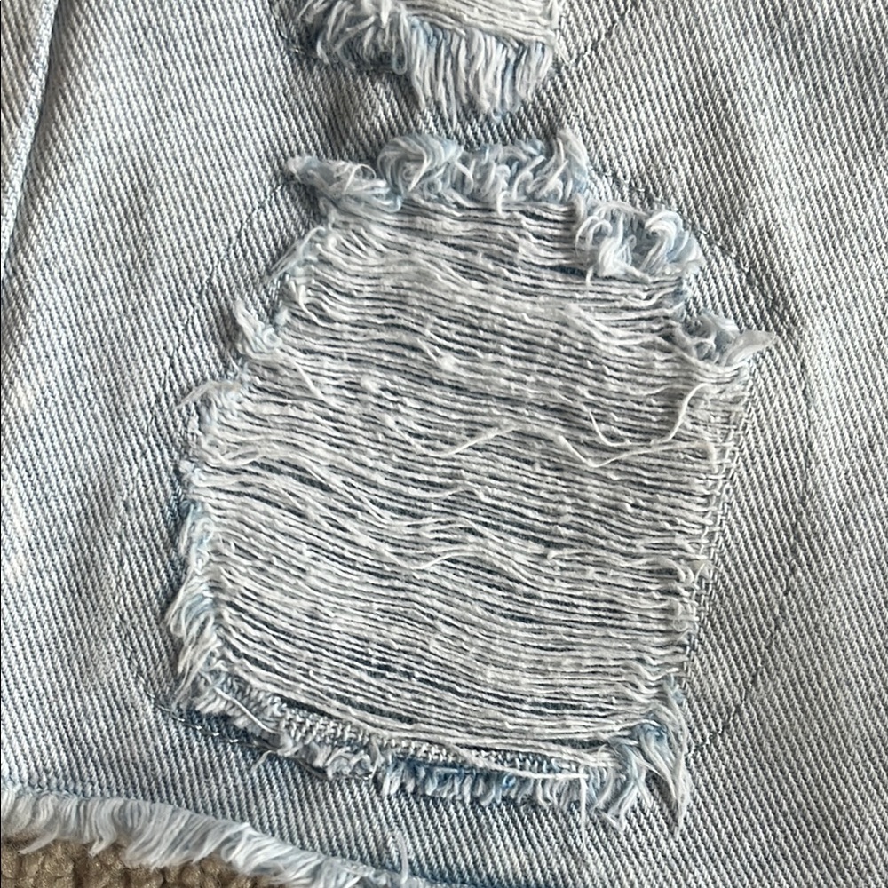 Cotton On Light Blue Jean Distressed Frayed Hem Shorts. Size 9-10 - Picture 3 of 5